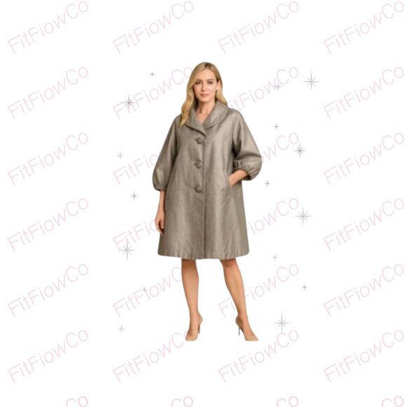 ECI New York Jackets & Blazers - ⚡ ECI Silk-Blend Metallic Tan Swing Jacket / Coat – Size 16 – EUC